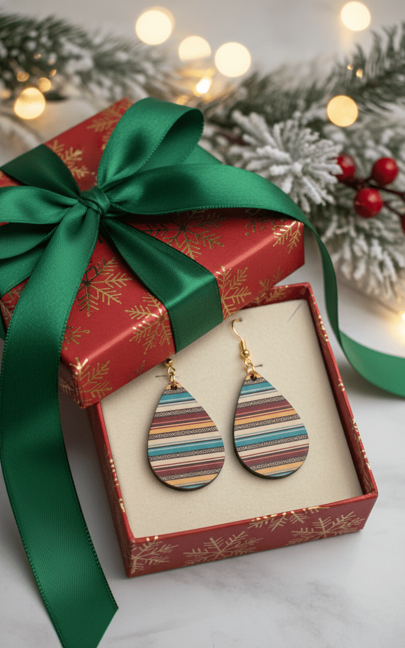 Southwestern Serape Stripe Teardrop Earrings - Panda Williow Studio