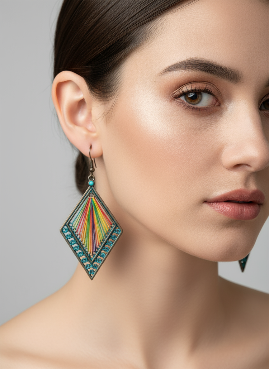 Threaded Rainbow Earrings
