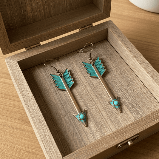 Turquoise Arrow Statement Earrings - Panda WillIow Studio