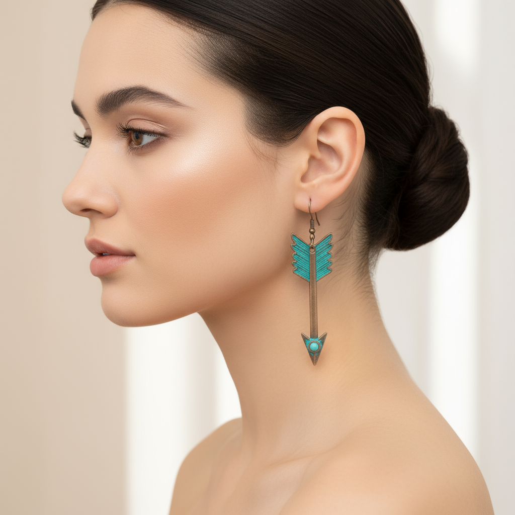 Turquoise Arrow Statement Earrings