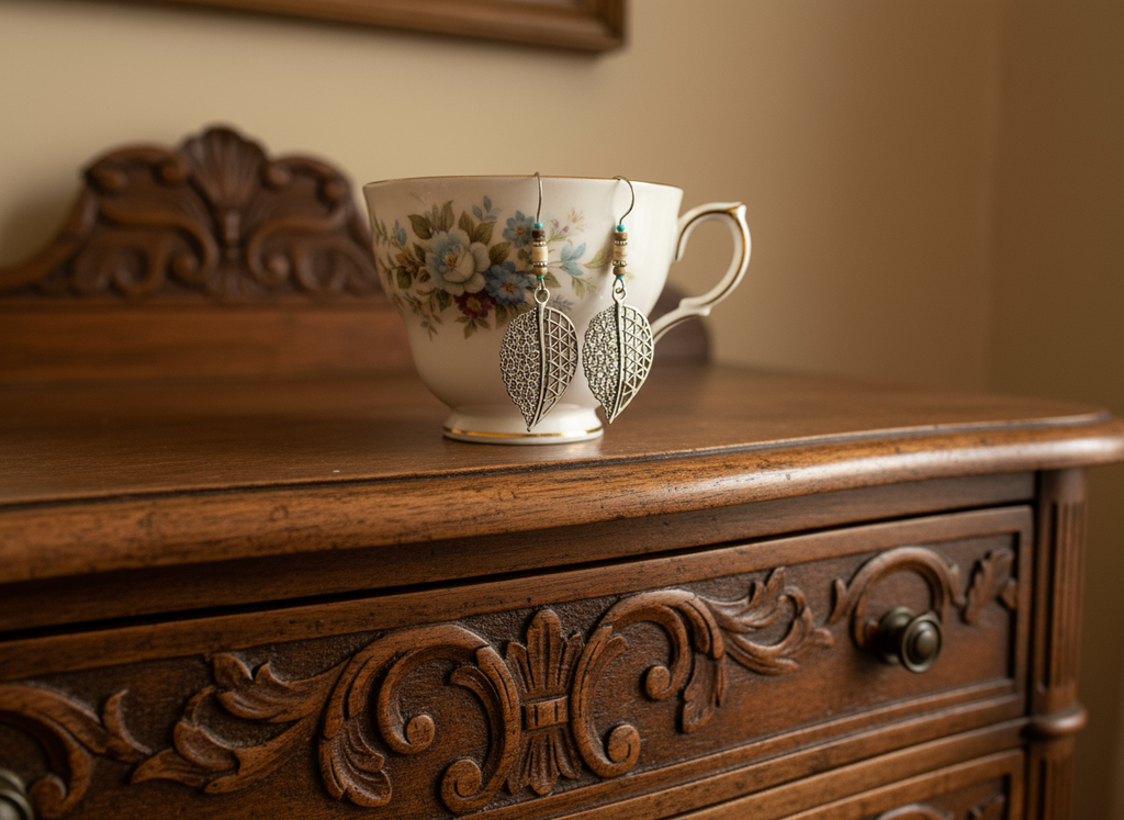 Sliver Lattice Leaf Earrings
