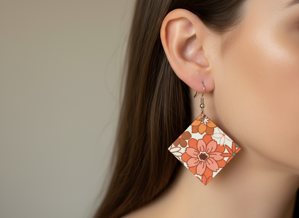 Handcrafted retro floral earrings