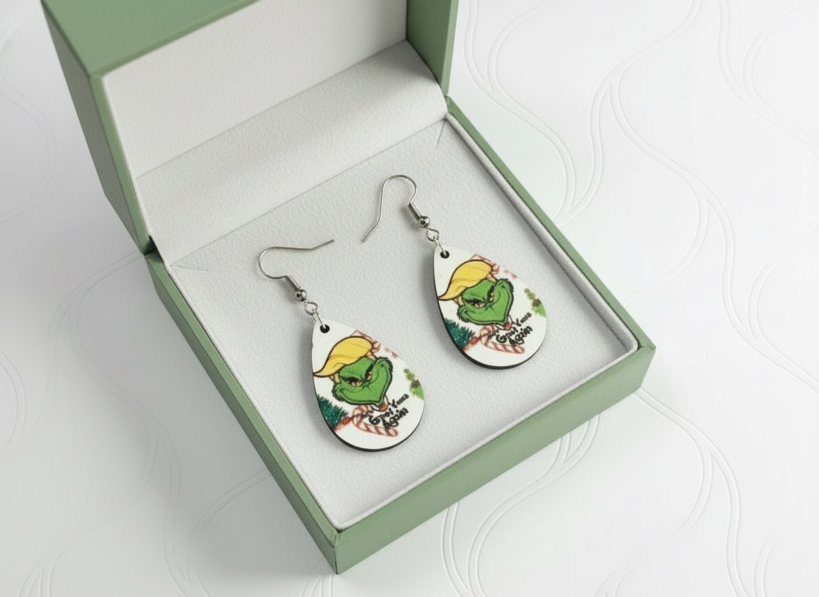 Grinch - Trump Christmas Earrings - Panda Williow Studio
