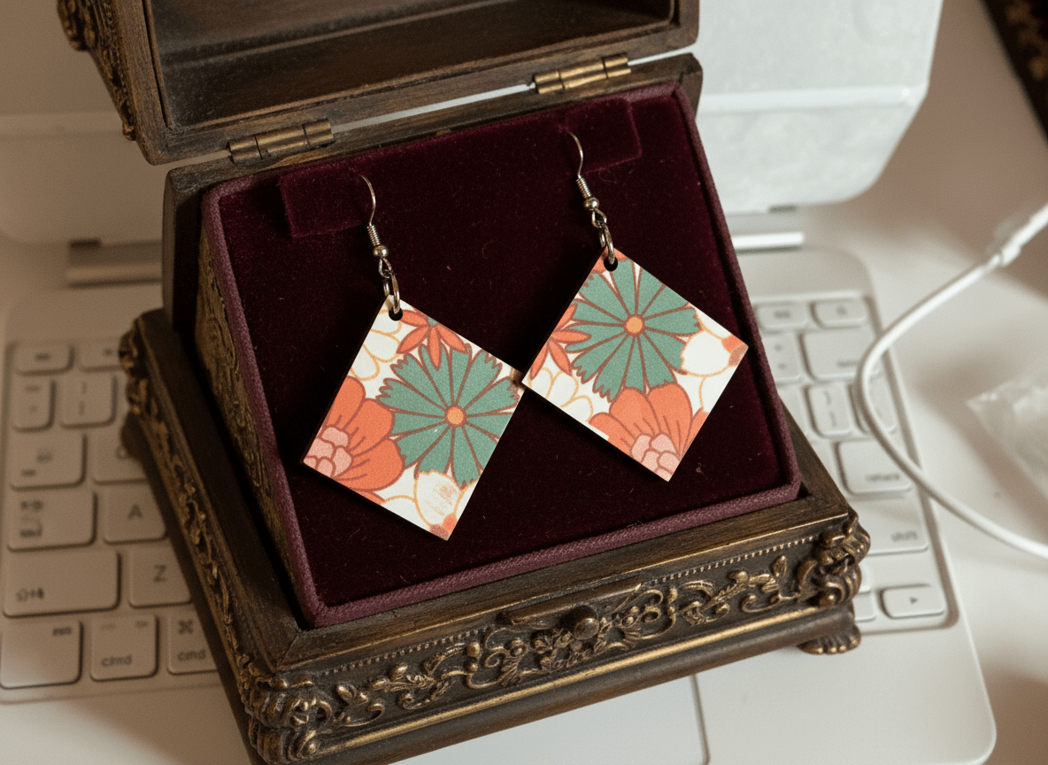 Handcrafted retro floral earrings - Panda WillIow Studio