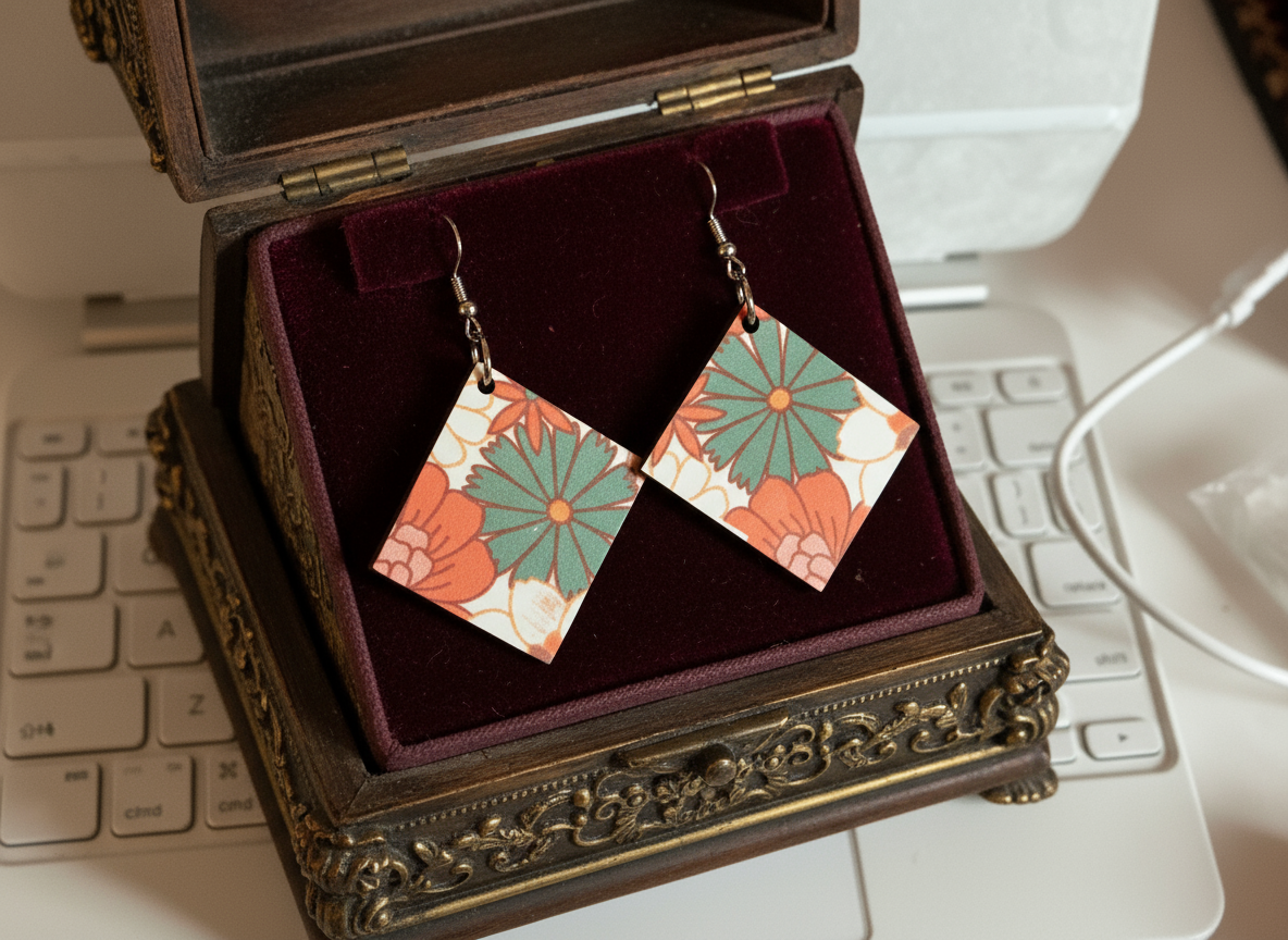 Handcrafted retro floral earrings