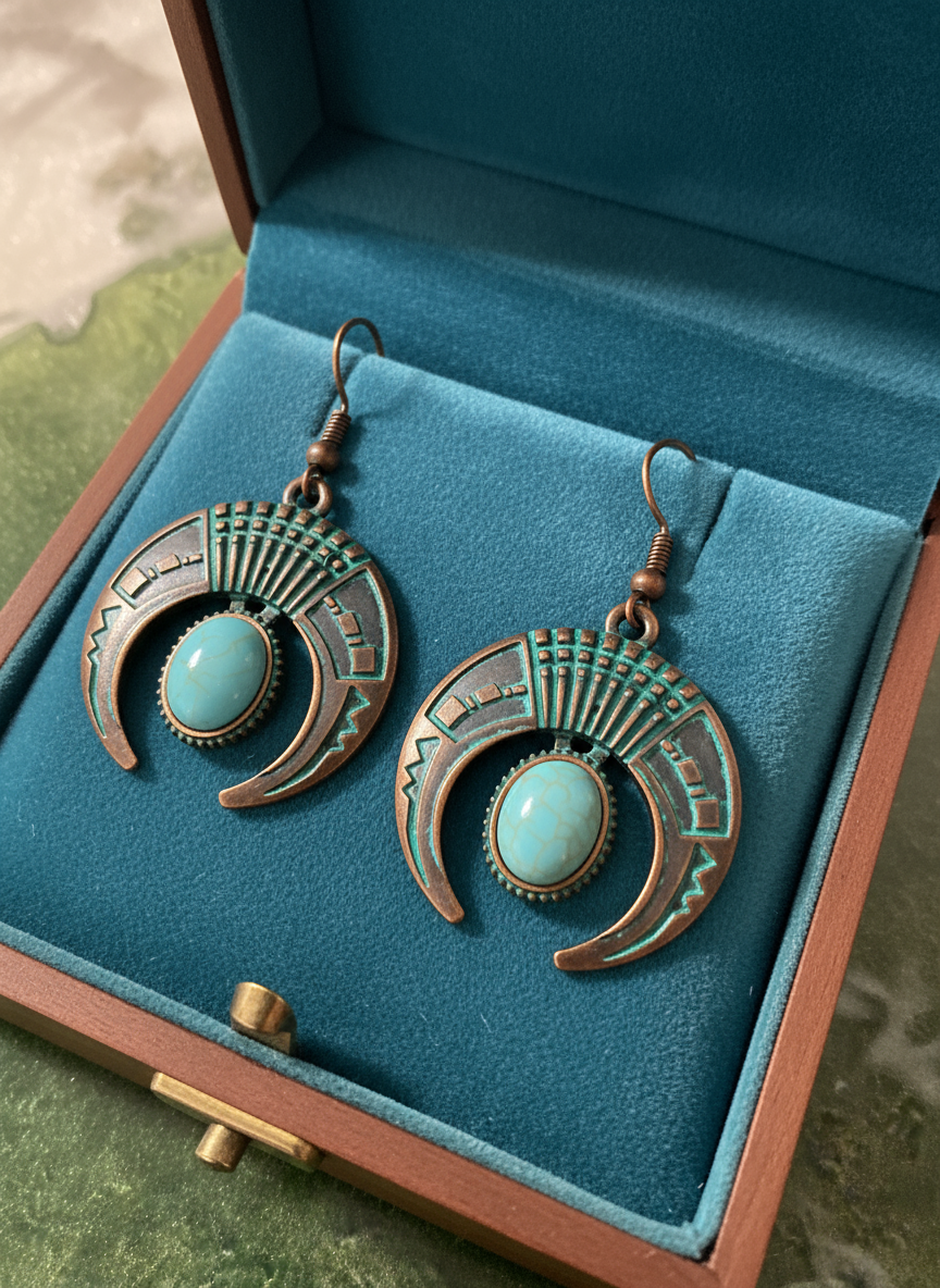 Turquoise Crescent Moon Earrings