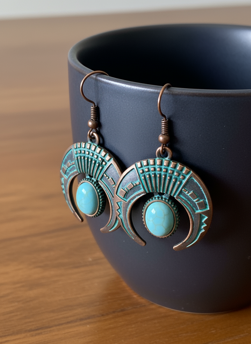 Turquoise Crescent Moon Earrings