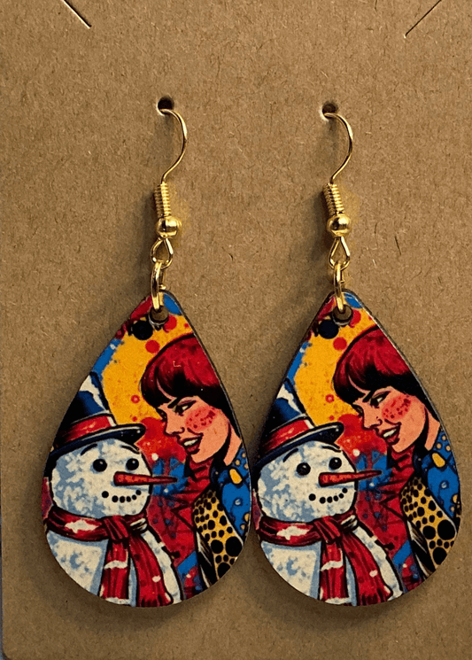 Retro Snowman earrings - Panda WillIow Studio
