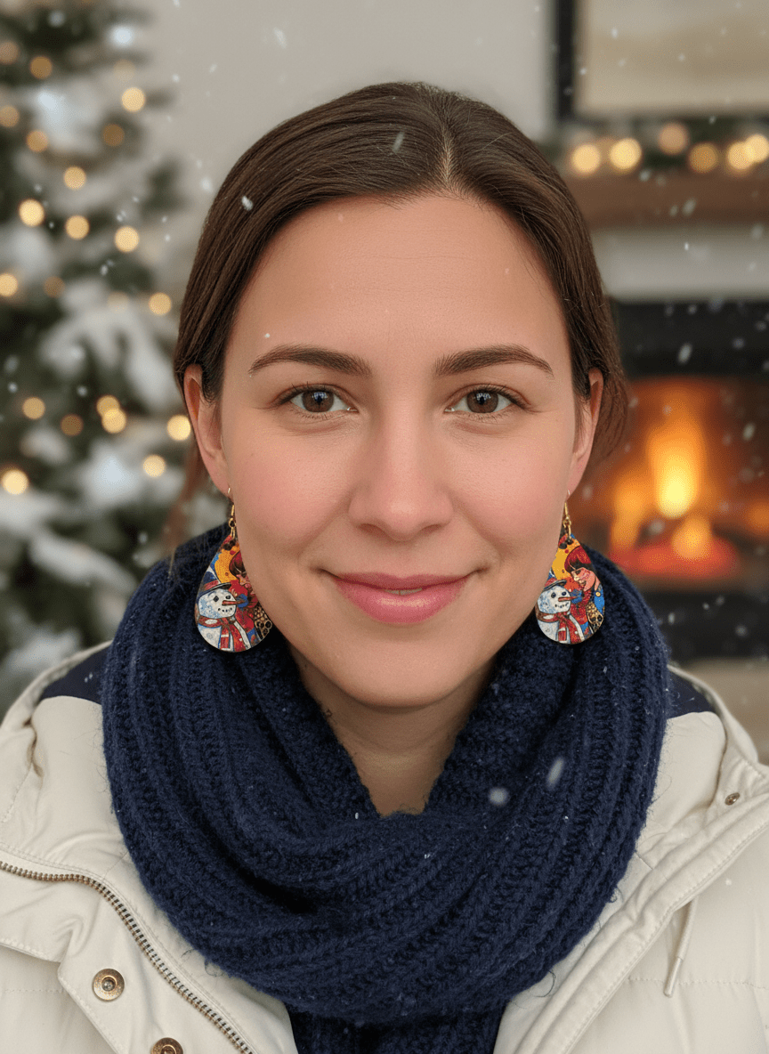 Retro Snowman earrings - Panda WillIow Studio