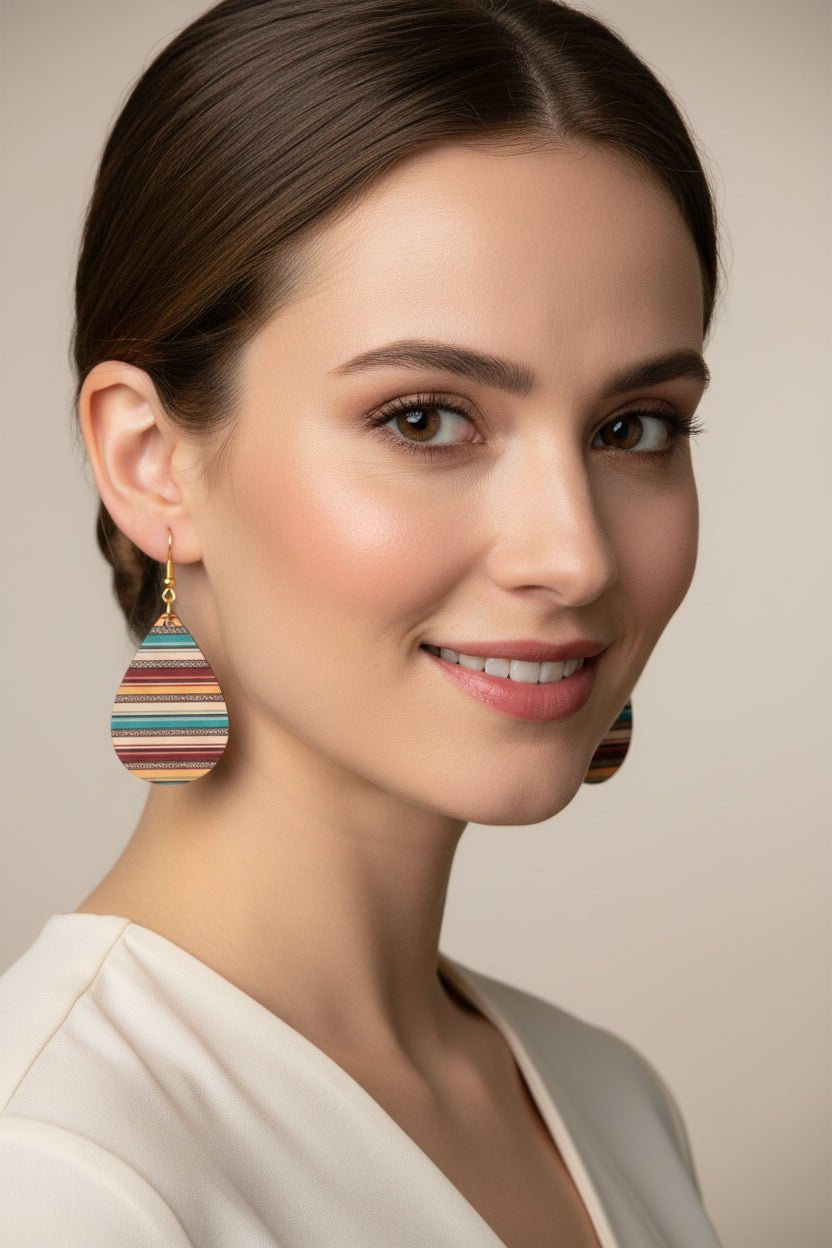 Southwestern Serape Stripe Teardrop Earrings - Panda Williow Studio